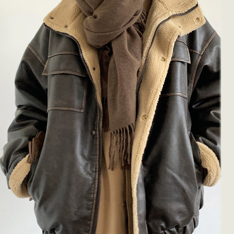 Veste Femme Col Montant – Style Rétro Japonais – Zippée – Automne Décontracté