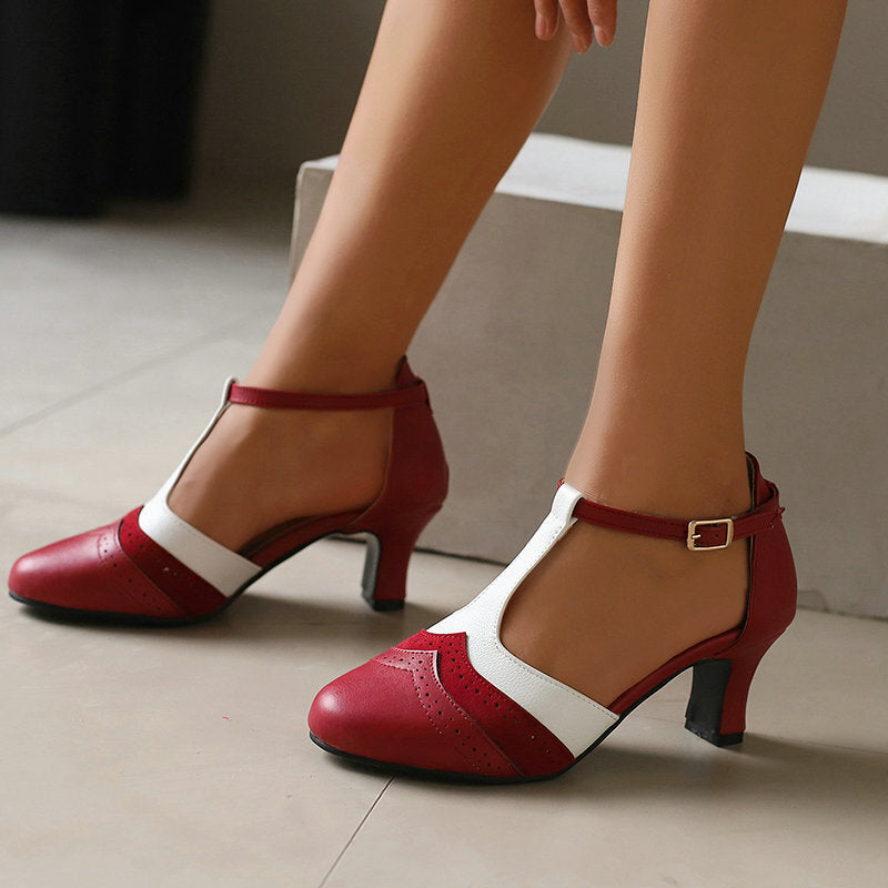 Sandales Rétro Femme Fermées – Style Britannique, Bout Rond, Talon Bas