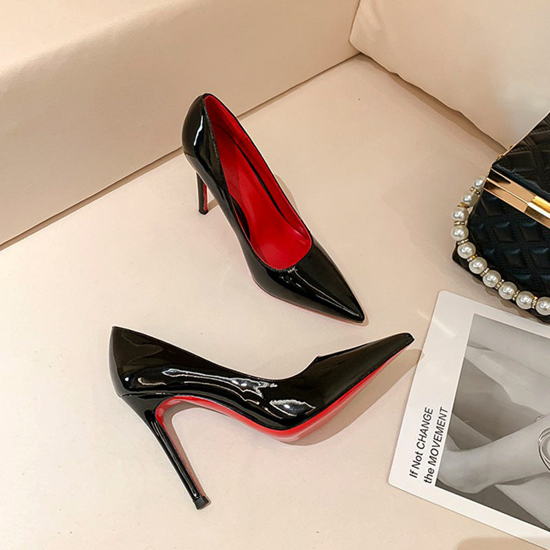 Escarpins Femme à Talon Stiletto – Talon Haut Noir avec Fond Rouge