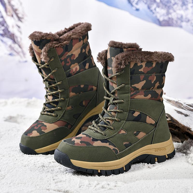 Bottes Outdoor Femme – Camouflage Vert Armée, Hautes, Confort Chaud