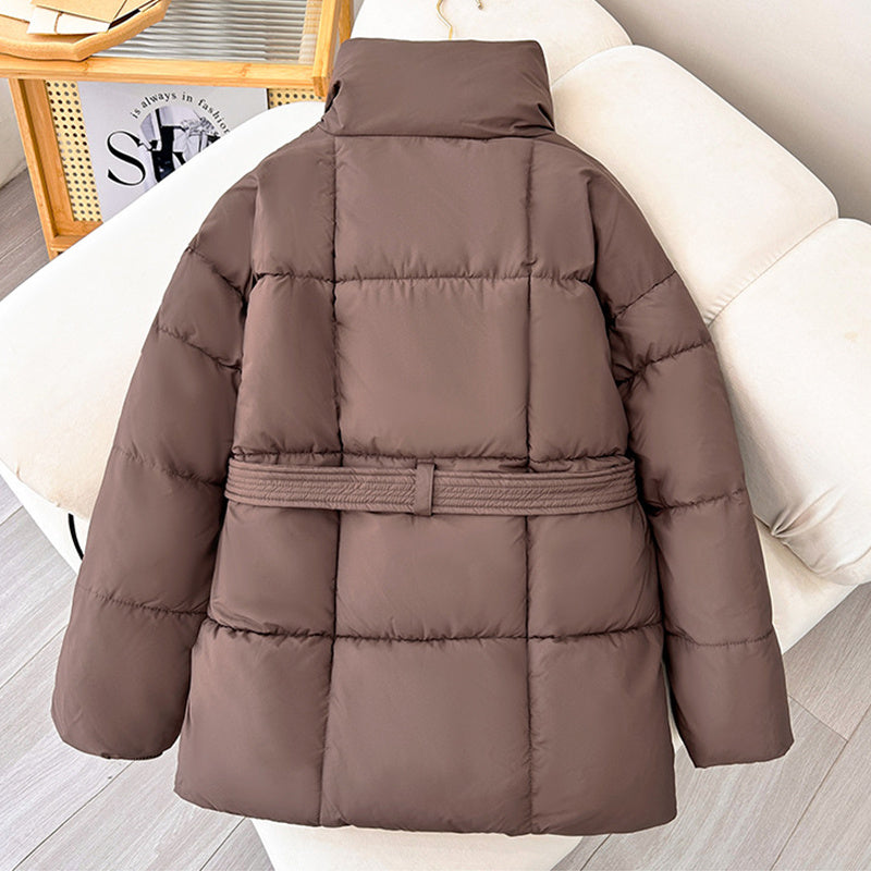 Manteau Femme à Carreaux avec Ceinture – Style Décontracté Japonais & Coréen, Chaud pour Automne/Hiver