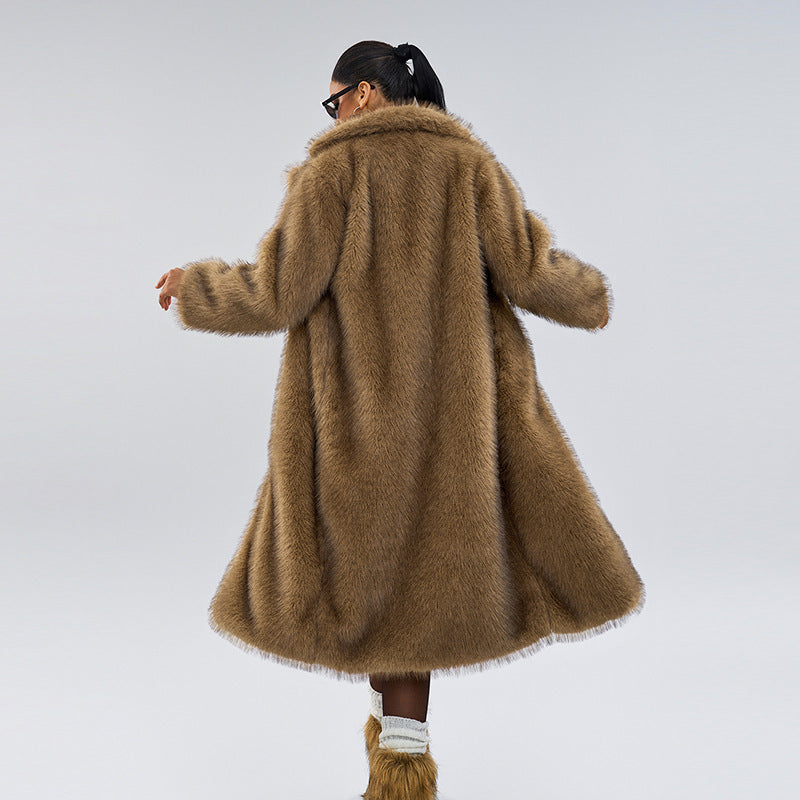 Manteau Femme Long 100cm en Fibre de Polyester avec Manches Longues et Finitions à Franges - L à XXL - Plusieurs Couleurs