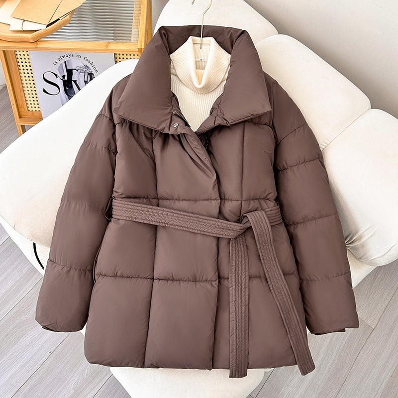 Manteau Femme à Carreaux avec Ceinture – Style Décontracté Japonais & Coréen, Chaud pour Automne/Hiver