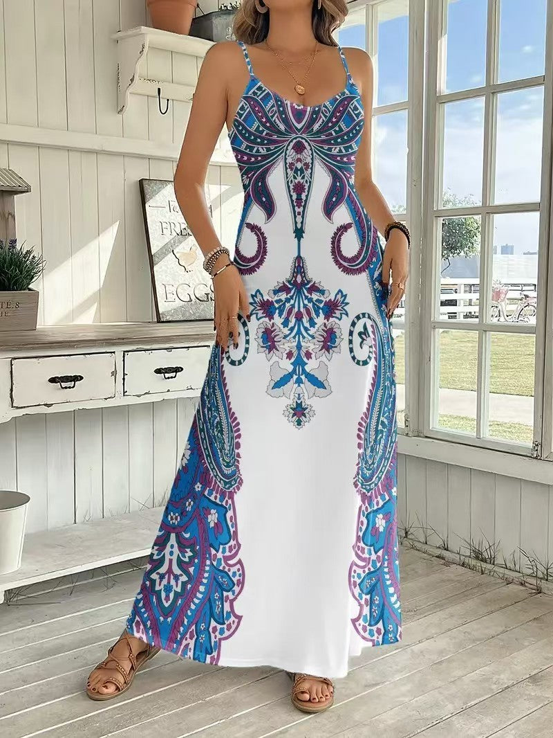 Combinaison Robe Femme à Col V – Sans Manches, Style Littéraire, Bretelles