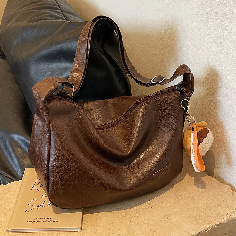 Fashionable Retro Dumpling Shoulder Messenger Bag – PU Leather, European & American Style