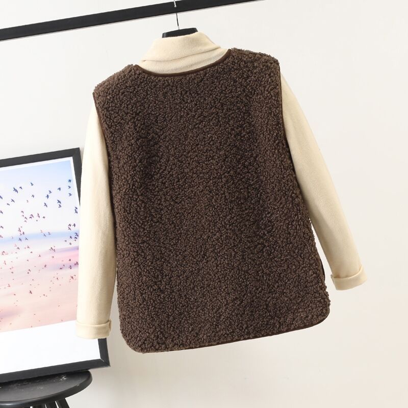 Gilet Sans Manches Femme Automne-Hiver – Doudou Polyvalent en Cachemire, Style Cardigan