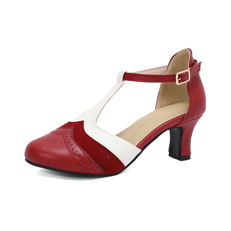 Sandales Rétro Femme Fermées – Style Britannique, Bout Rond, Talon Bas