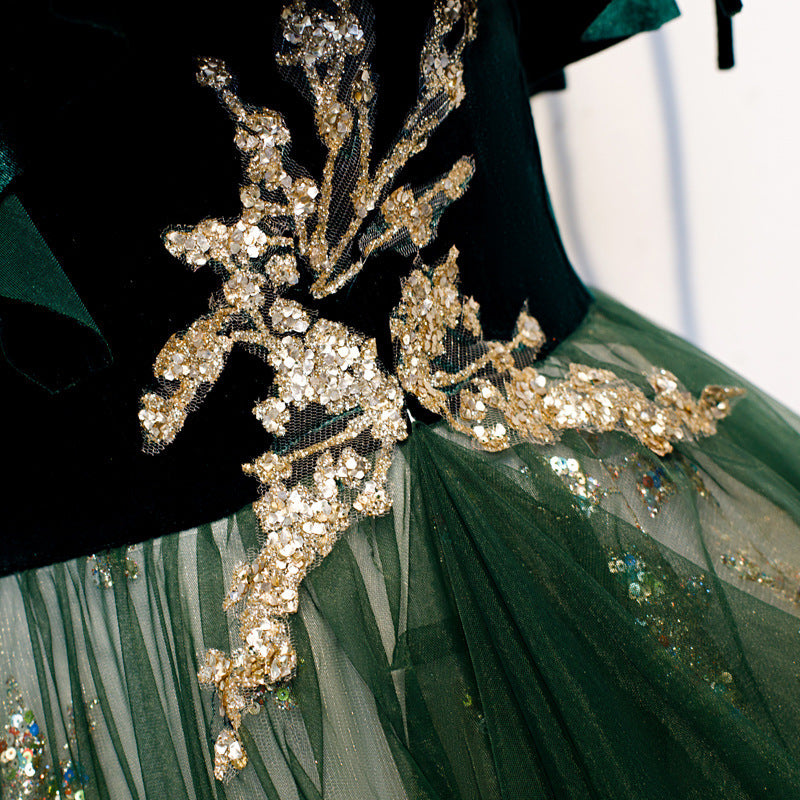 Robe Longue Femme Banquet – Style Élégant Bretelles, Vert Foncé, Soirée & Cocktail