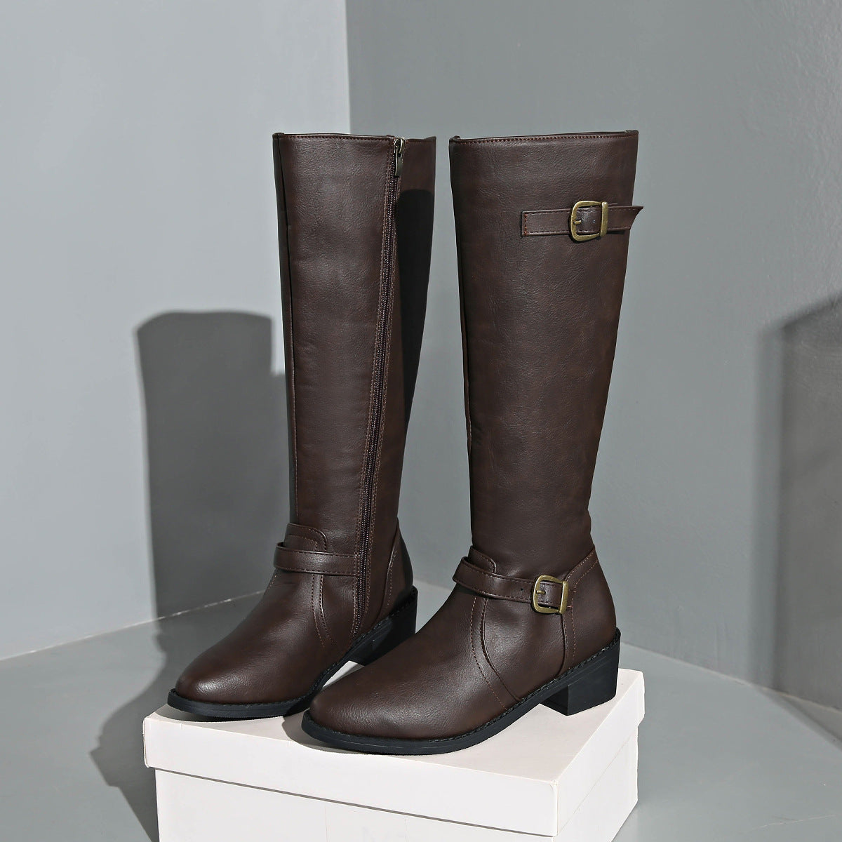 Bottes Frye Femme avec Boucle Décorative – Style Européen & Américain – Jaune, Noir & Bordeaux