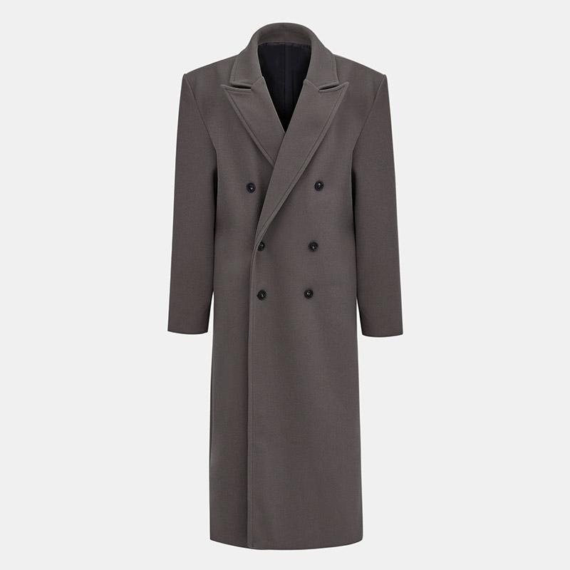 Manteau Femme Automne-Hiver – Long en Laine, Col Tailleur, Style Chic & Décontracté