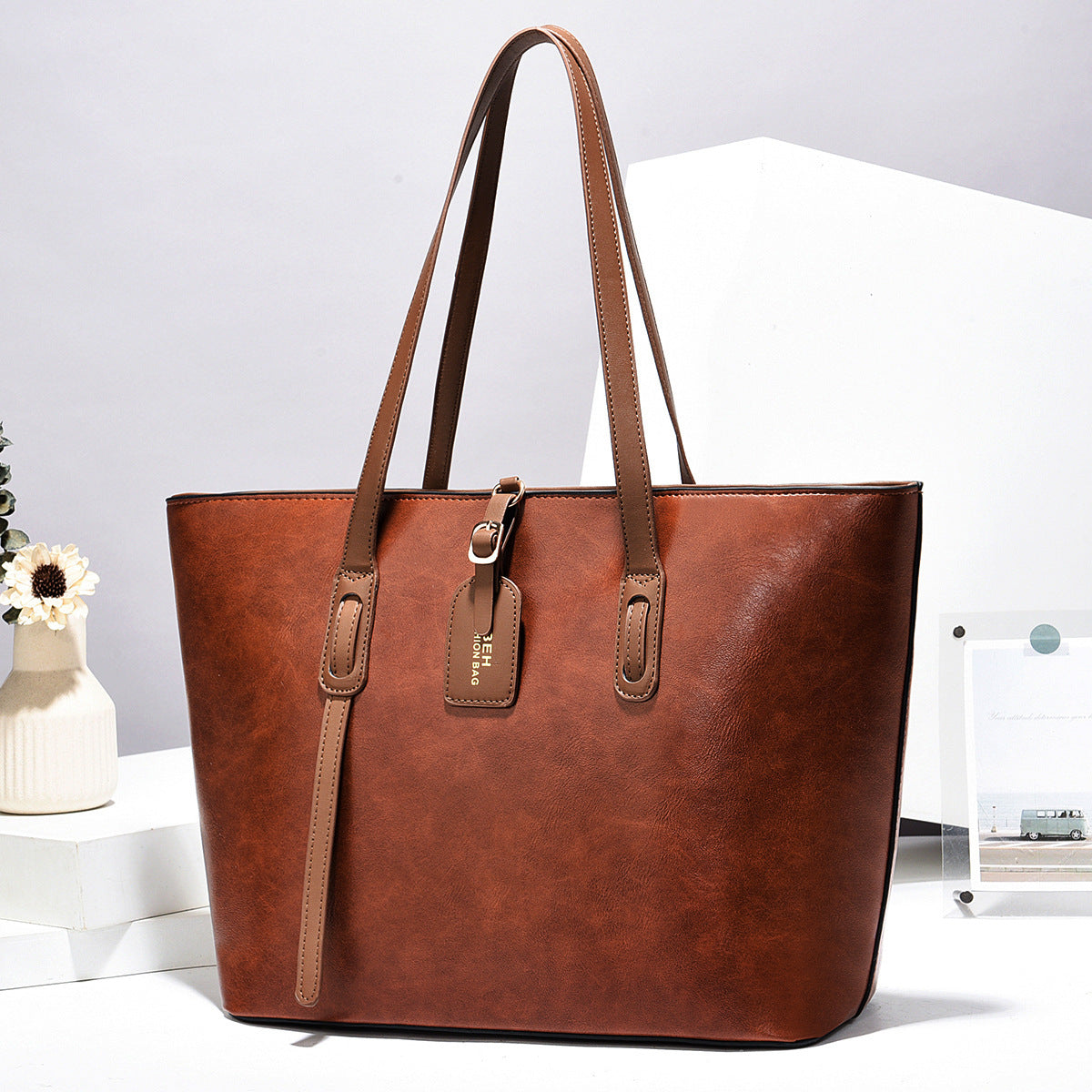 Leather Pattern Bucket Shoulder Messenger Bag – Versatile PU Handbag, High Quality & Urban Simplicity