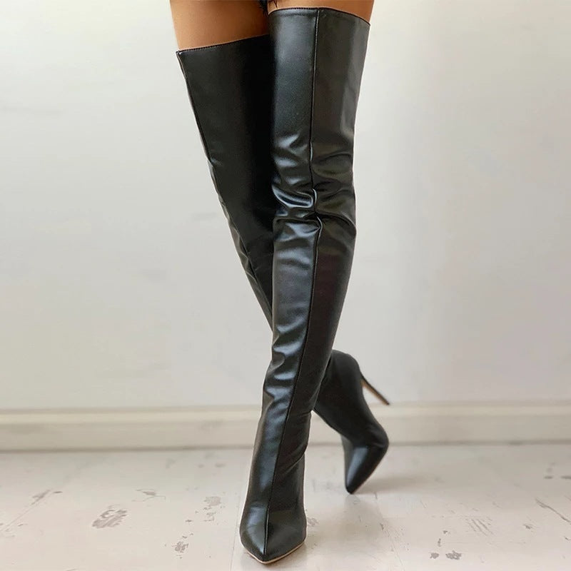 Bottes Femme Grande Taille Cuissardes – Talon Stiletto, Cuir PU, Tailles 34–48