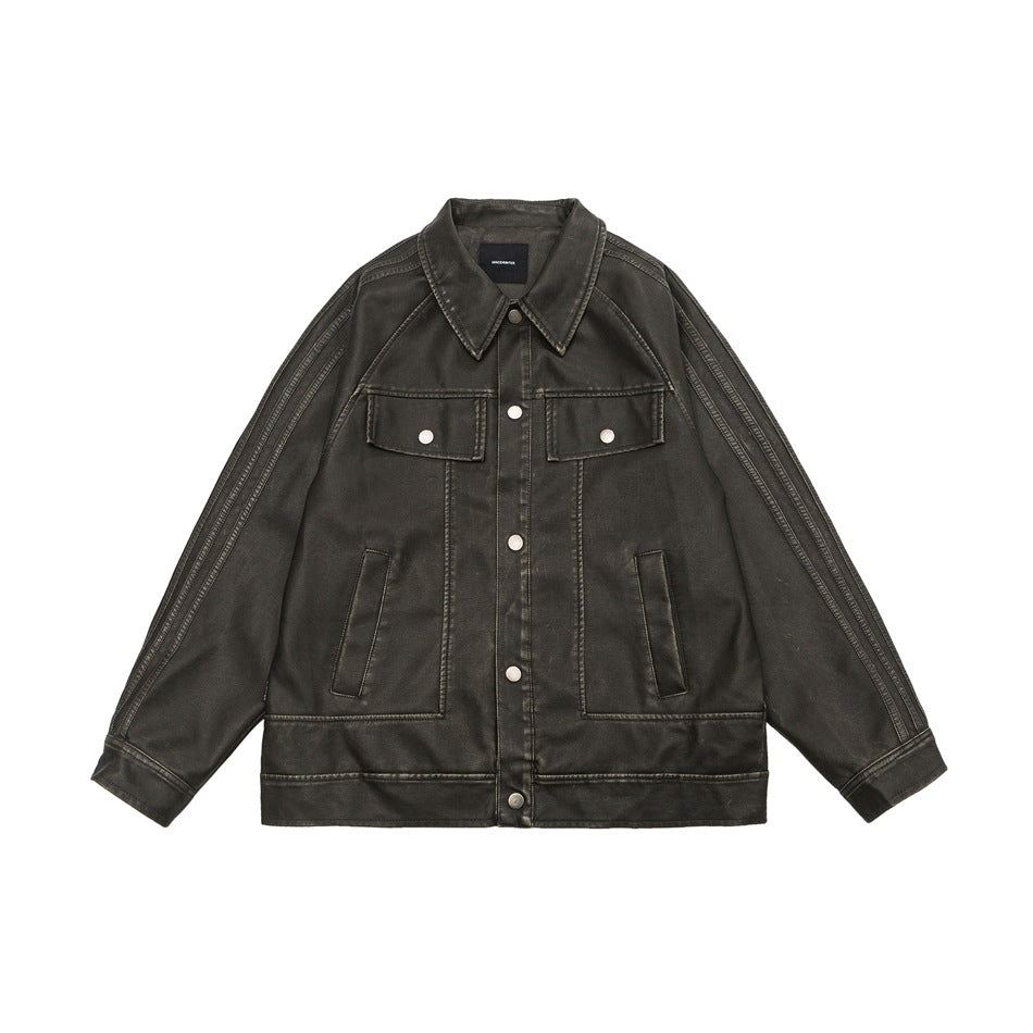 Veste Homme PU – Mode Nationale – Printemps & Automne – Poches Couture
