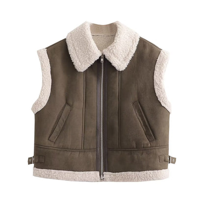 Cardigan Femme Street Hipster en Fourrure Synthétique – Style Européen et Américain – Tailles S à L