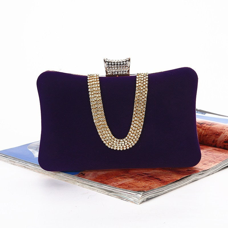 Sac de Soirée Femme – Style Européen-Américain, Velours U-Diamant, Forme Coussin