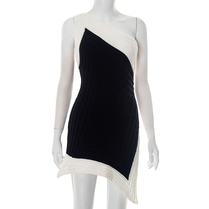 Robe Femme Asymétrique à Fente – Jupe Courte Taille Serrée, Style Street Fashion