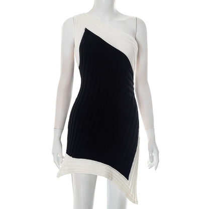 Robe Femme Asymétrique à Fente – Jupe Courte Taille Serrée, Style Street Fashion