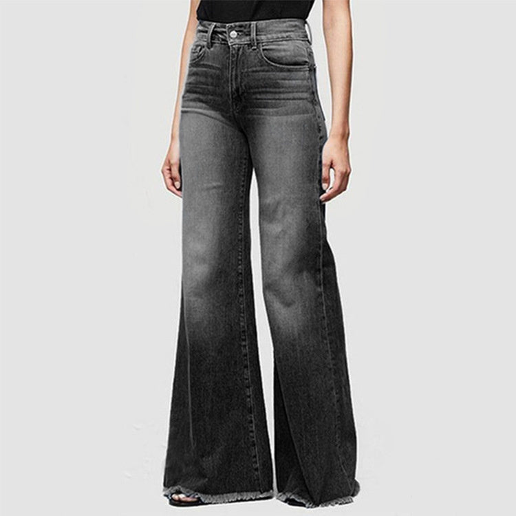 Jean Femme Rétro Taille Mi-haute – Coupe Large, Droite, Plus Size, Style Streetwear