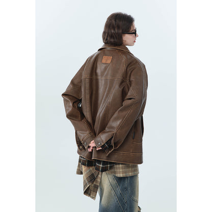 Veste Homme PU – Mode Nationale – Printemps & Automne – Poches Couture