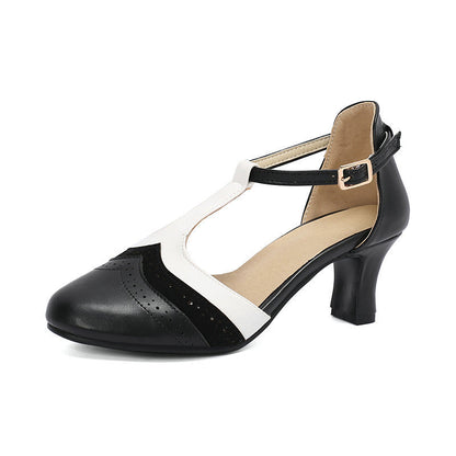 Sandales Rétro Femme Fermées – Style Britannique, Bout Rond, Talon Bas