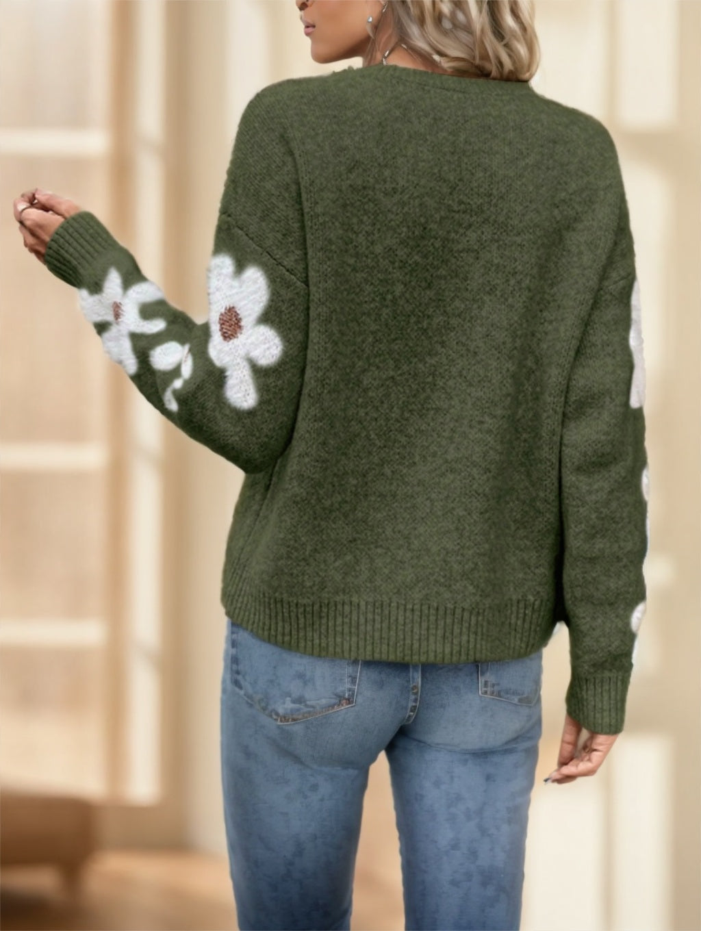 Sweat Femme Motif Floral – Pull Décontracté à Manches Longues, Col Rond, Style Chic