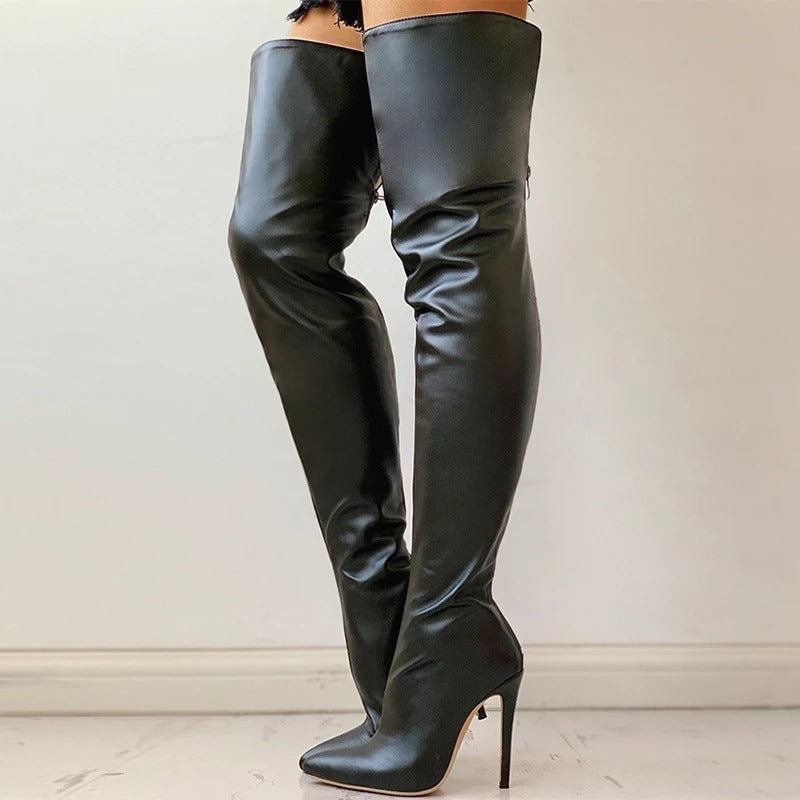 Bottes Femme Grande Taille Cuissardes – Talon Stiletto, Cuir PU, Tailles 34–48