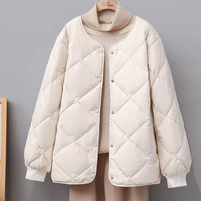 Doudoune Femme à Motif Losanges – Courte, Chic et Chaude
