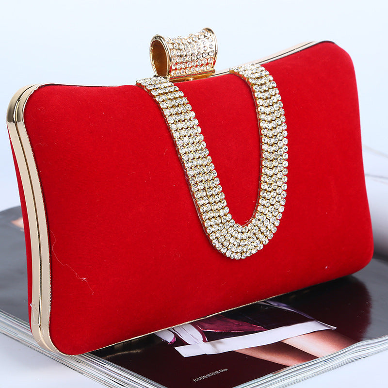 Sac de Soirée Femme – Style Européen-Américain, Velours U-Diamant, Forme Coussin