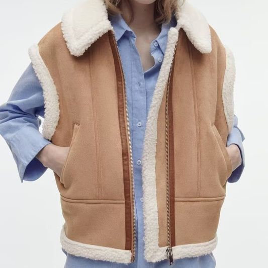 Cardigan Femme Street Hipster en Fourrure Synthétique – Style Européen et Américain – Tailles S à L