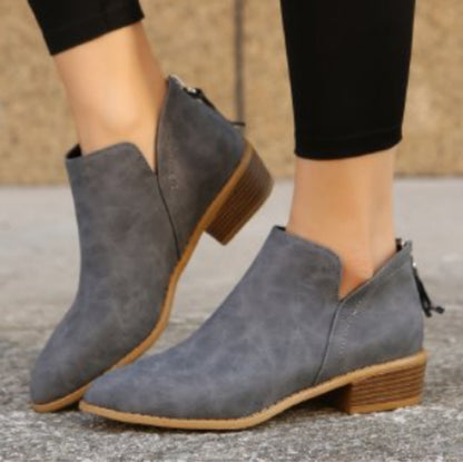 Bottines Femme en Daim avec Fermeture Éclair – Style Martin, Talon Bas Confortable, Tailles 36–43