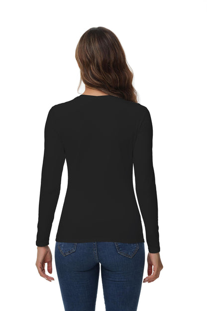 Top Femme Uni – Manches Longues, Col Rond, Style Décontracté