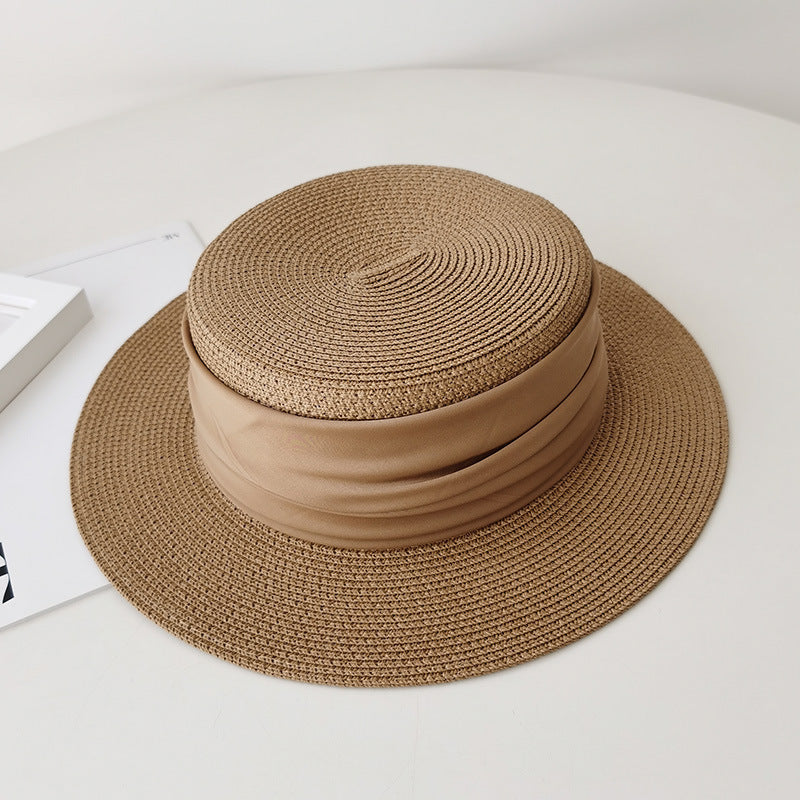 Chapeau Plat en Paille – Tressé Main – Protection Solaire – Vacances et Plage