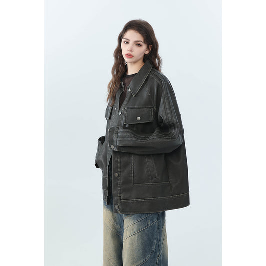 Veste Homme PU – Mode Nationale – Printemps & Automne – Poches Couture