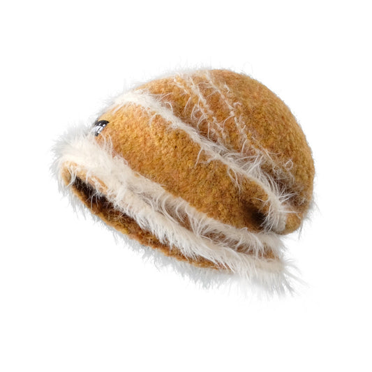 Bonnet Chaud Hiver Coréen – Tricoté Rayé Multicolore en Coton Doux