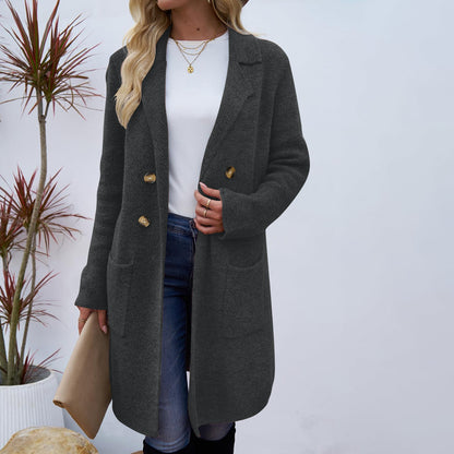 Manteau Femme Style Doux et Frais en Polyester Uni à Manches Longues - Tailles M à XL - Couleurs Multiples