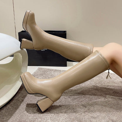 Bottes Martin Longues Grande Taille – Fermeture Éclair Arrière, Talon Haut Confortable