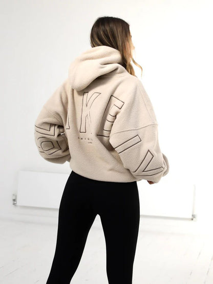 Pull Femme Style Britannique en Laine Mélangée avec Poche et Broderie - Coupe Ample - M à 2XL