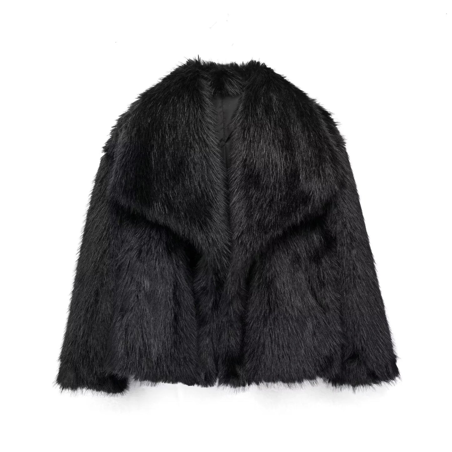 Veste Femme Unie en Fourrure Imitation – Style Socialite Élégant – S à L
