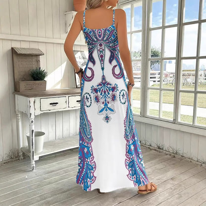 Combinaison Robe Femme à Col V – Sans Manches, Style Littéraire, Bretelles