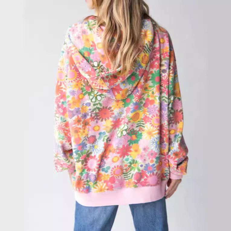 Sweat à Capuche Femme – Impression Numérique, Manches Longues, Style Doux