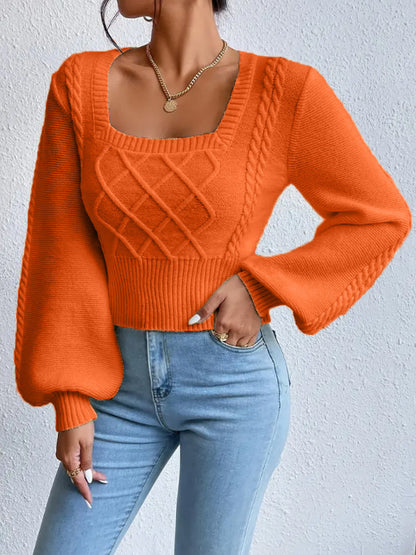 Pull Femme Col Carré Uni – Élégant et Confortable