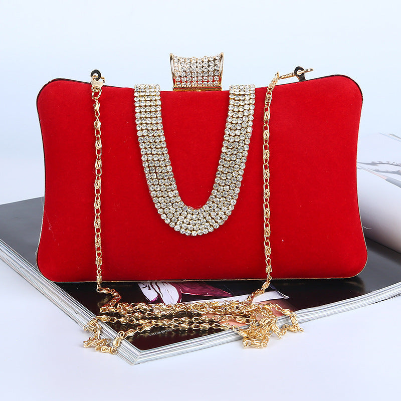 Sac de Soirée Femme – Style Européen-Américain, Velours U-Diamant, Forme Coussin