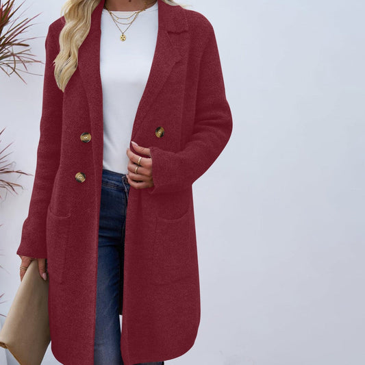 Manteau Femme Style Doux et Frais en Polyester Uni à Manches Longues - Tailles M à XL - Couleurs Multiples