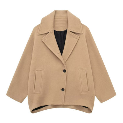 Chemise Femme Ample à Manches Longues en Tissu Mélangé Uni - Couleurs Kaki, Vert Armée, Noir - Tailles XS à L