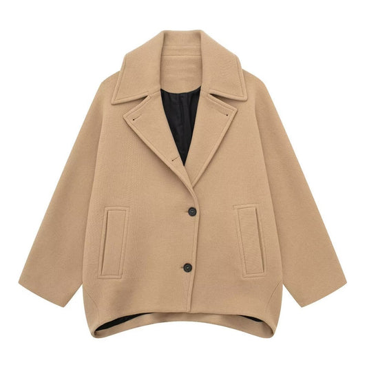 Chemise Femme Ample à Manches Longues en Tissu Mélangé Uni - Couleurs Kaki, Vert Armée, Noir - Tailles XS à L