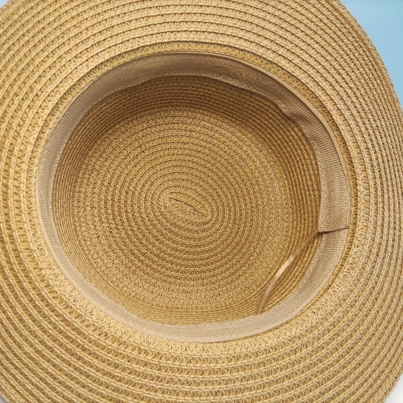 Chapeau Plat en Paille – Tressé Main – Protection Solaire – Vacances et Plage
