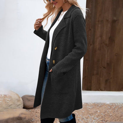 Manteau Femme Style Doux et Frais en Polyester Uni à Manches Longues - Tailles M à XL - Couleurs Multiples
