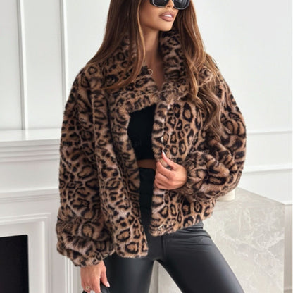 Chemise Femme Manches Longues en Polyester Motif Léopard - Tailles S à XXL