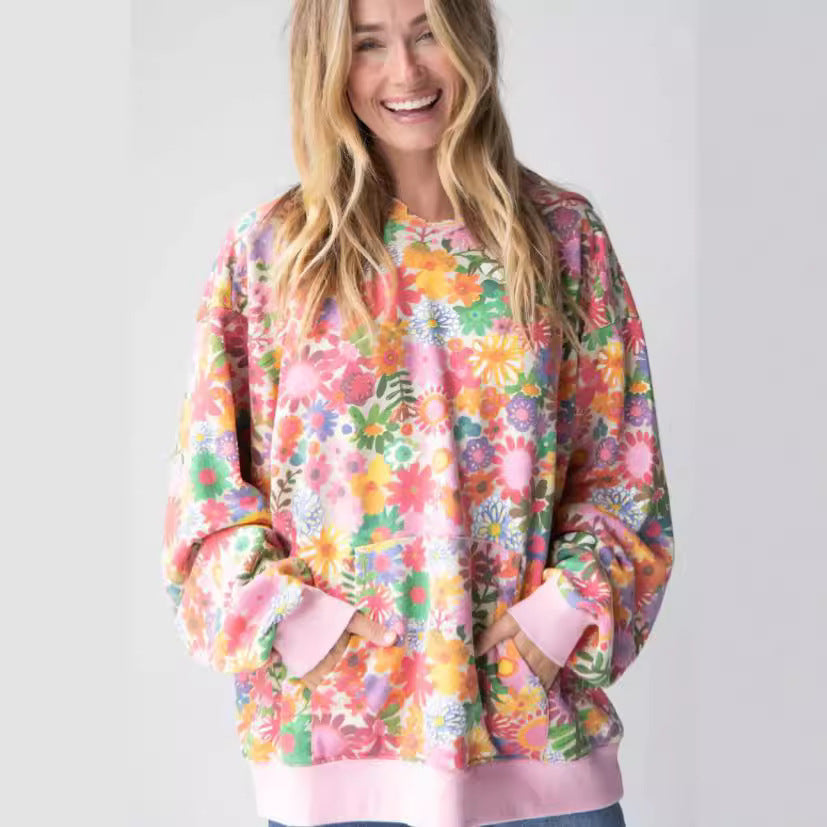 Sweat à Capuche Femme – Impression Numérique, Manches Longues, Style Doux