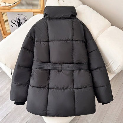 Manteau Femme à Carreaux avec Ceinture – Style Décontracté Japonais & Coréen, Chaud pour Automne/Hiver